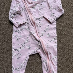Floral pink baby grow