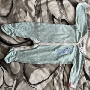 Keedo blue and white striped baby grow