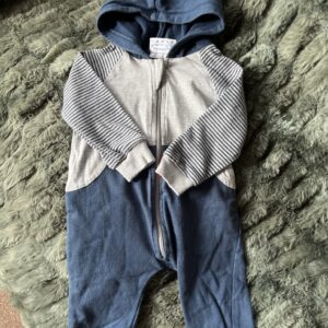 Keedo Grey and Blue Winter Baby Grow