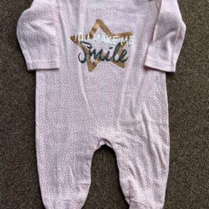 You make me smile pink baby grow