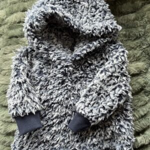Fluffy Blue Winter Top With Hoodie