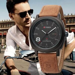 PU Leather Black Analog Watch For Men - Watch For Men - Watch - ঘড়ি