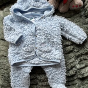 Baby Blue Fluffy Tracksuite Set With Hoodie