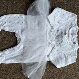 White "mommies little star" baby grow with tutu