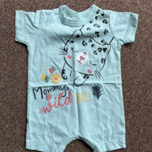 Green short sleeved baby grow