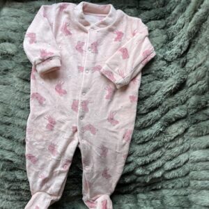 Pink bunny long baby grow