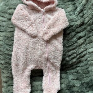 Fluffy pink winter baby grow