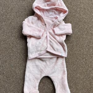 Fluffy pink winter jacket and pants