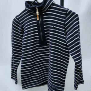 Navy and white Joules collared kids sweater, size 7-8 years.