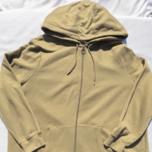 Khaki colored PR Marke zip-up hoodie for men, size large.