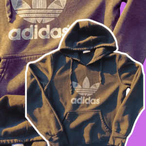Grey Adidas Trefoil logo hoodie for women, size small.