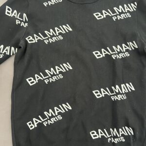 Balmain Paris Black All-Over Logo Knit Sweater - Small