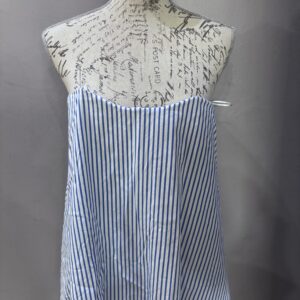 Blue striped strapless blouse