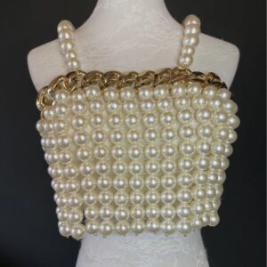 Pearl Vest Top with Gold Chain detail